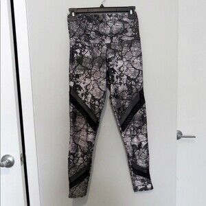 Onzie Leggings Black White Pattern Abstract Full Length Womens Small Workout Gym